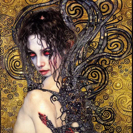 Image similar to demon, intricate detail, klimt, royo, whealan,