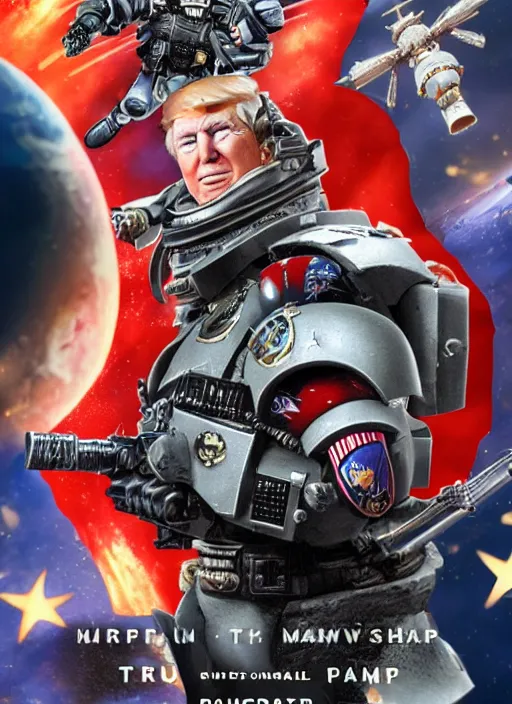 Prompt: donald trump is a space marine, cinematic film movie 4 k 8 k