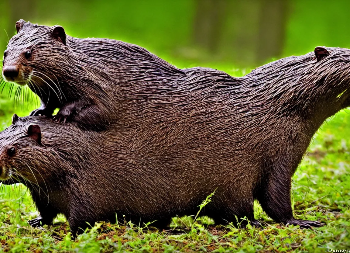 Prompt: hybrid of a beaver and a moose, photorealistic, photography, nature, forest