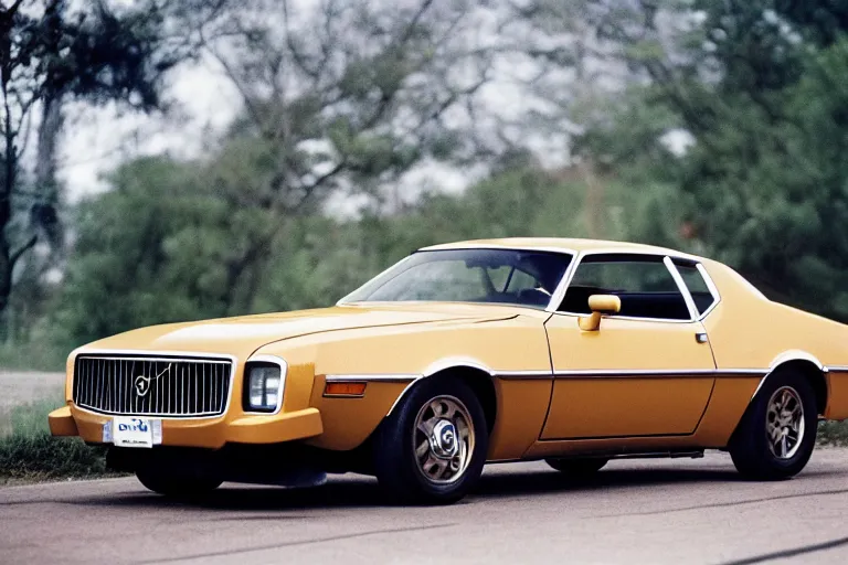 Prompt: 1975 Volvo Firebird, movie still, speed, cinematic Eastman 5384 film