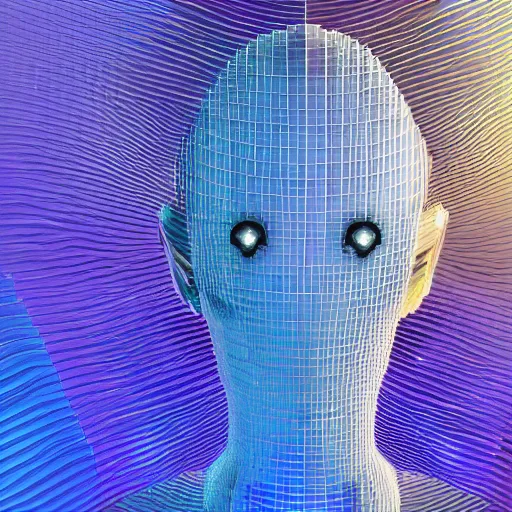 Prompt: In the style of faceted glass geometric abstract art. 4k. HDR. Award-winning. Raytracing. Global illumination. Ambient occlusion. Blue color scheme. Octane render of a cool abstract geometric head forum avatar character. Futuristic. badass. interesting. intriguing. stylish.