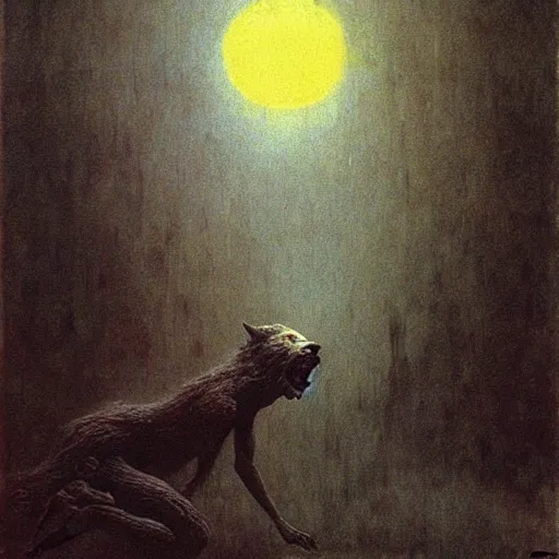 Image similar to werewolf girl by Beksinski