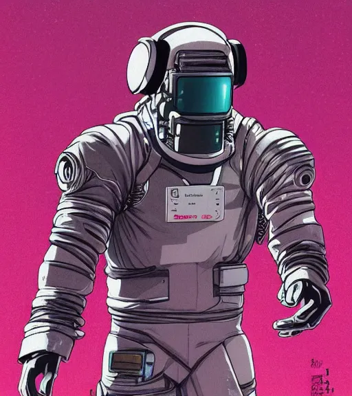 Image similar to cyberpunk japanese engineer with long limbs and a black spacesuit on a spacewalk, techwear, dead space, visible face, Industrial Scifi, detailed illustration, character portrait, by Martin Grip and Moebius