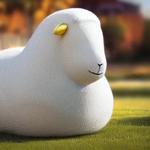 Image similar to inflated grand sheepzilla , hyperrealism, no blur, 4k resolution, ultra detailed-i