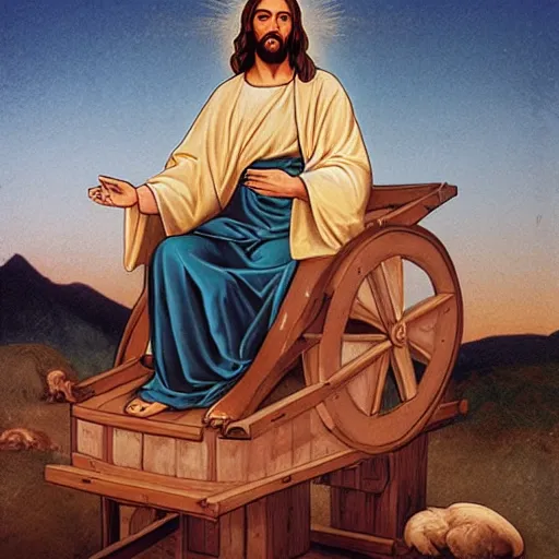 Image similar to jesus taking the wheel