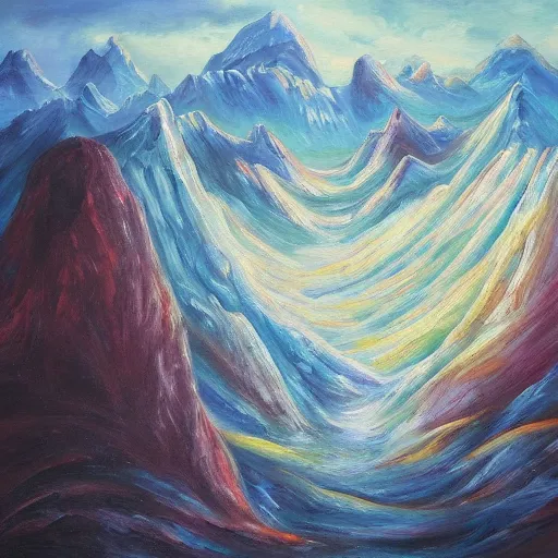 Prompt: Realm between the two mountains, fantasy, oil painting, extra detailed