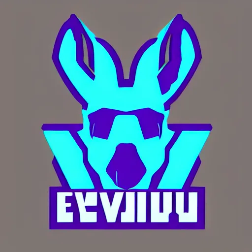 Image similar to logo for evil corporation that involves deer, retro synthwave style