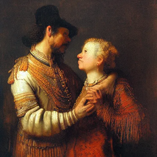 unrequited love, oil painting, by rembrandt, detailed Stable