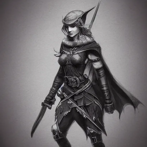 Prompt: elf ranger, character, dungeons and dragons, pencil art, high quality, trending on artstation