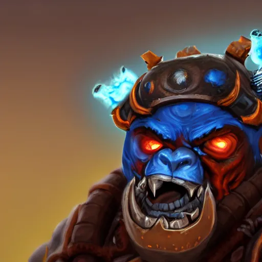 Image similar to portrait of blue garrosh hellscream 4k