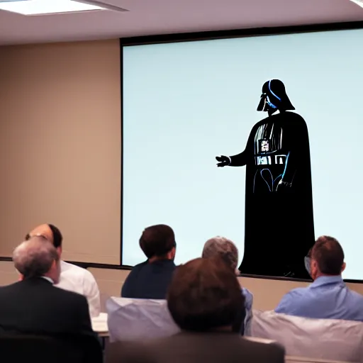 Image similar to photo of darth vader giving presentation in business meeting