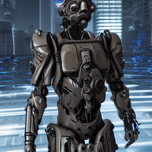 Image similar to cyberpunk dominant fish - like humanoid soldiers in space, digital render 4 k