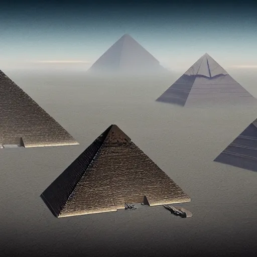 a panorama of a futuristic pyramids of giza and | Stable Diffusion ...