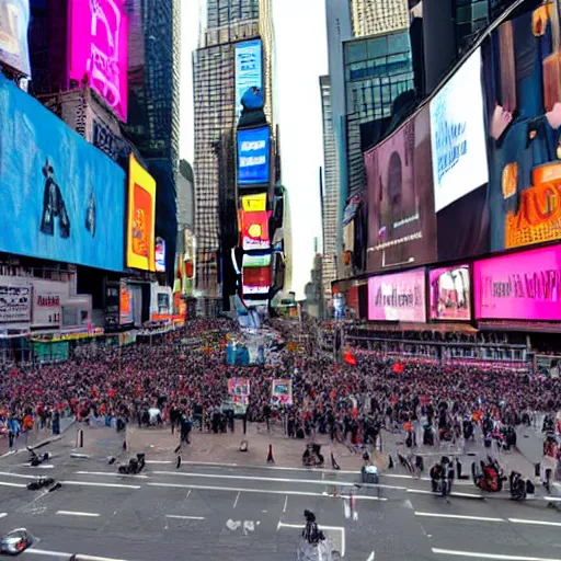 Image similar to photo of moai statues invasion in times square