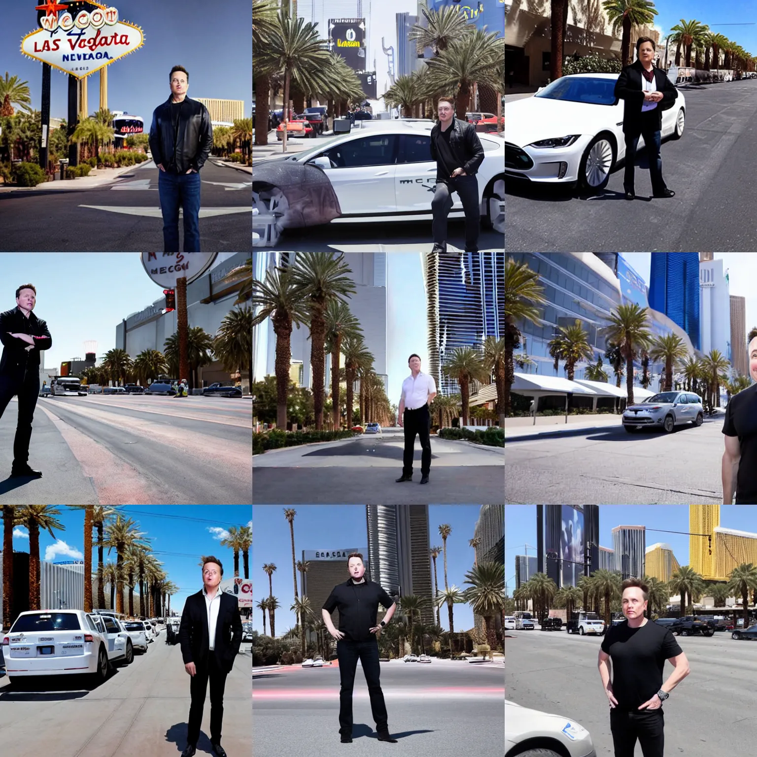 Prompt: photo of elon musk on a street on las vegas strip,