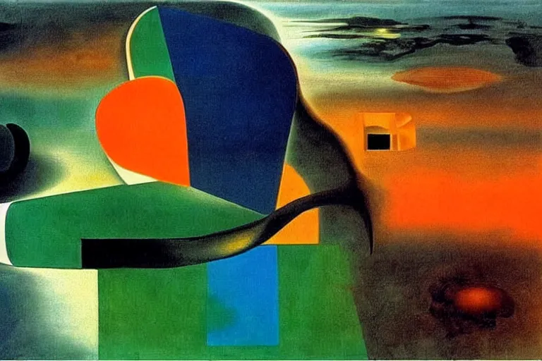 Image similar to born under a bad sign, good luck and trouble are my only friends, colors orange, white!!, dark green, dark blue, surreal abstract painting by salvador dali