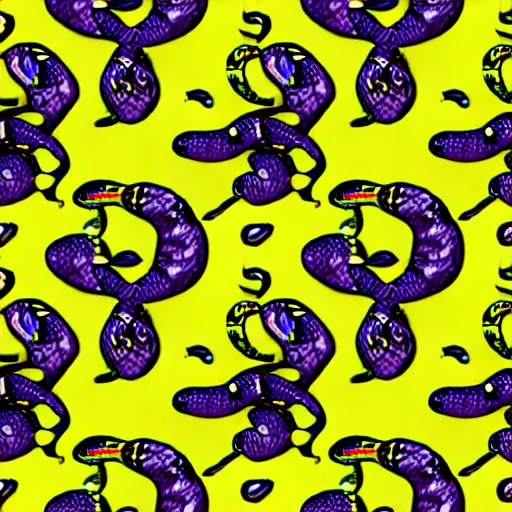 Prompt: seamless pattern showing poisonous snakes. colorful, hdr photography, seamless, tileable, ornament.