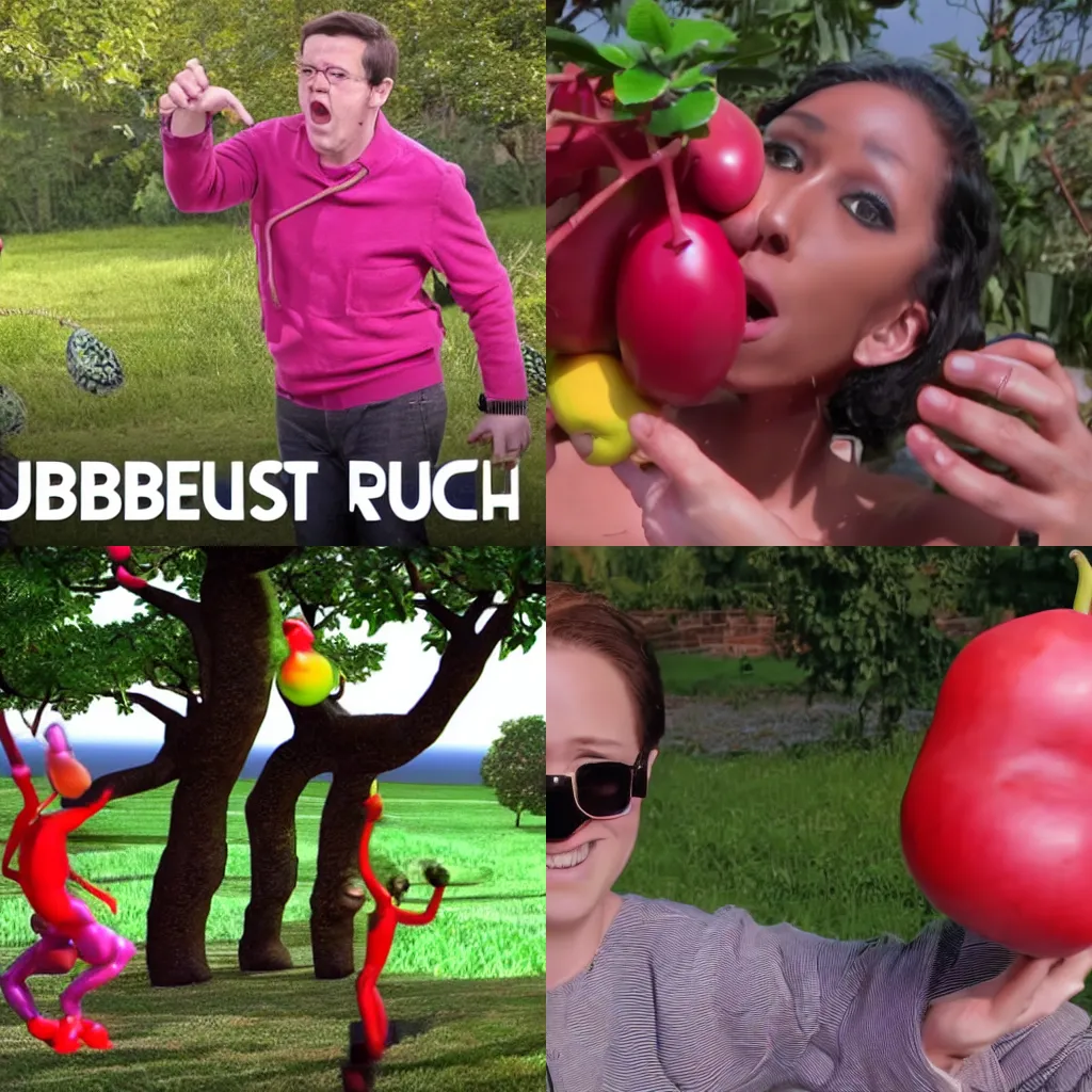 Prompt: a still from a rubberfruit video