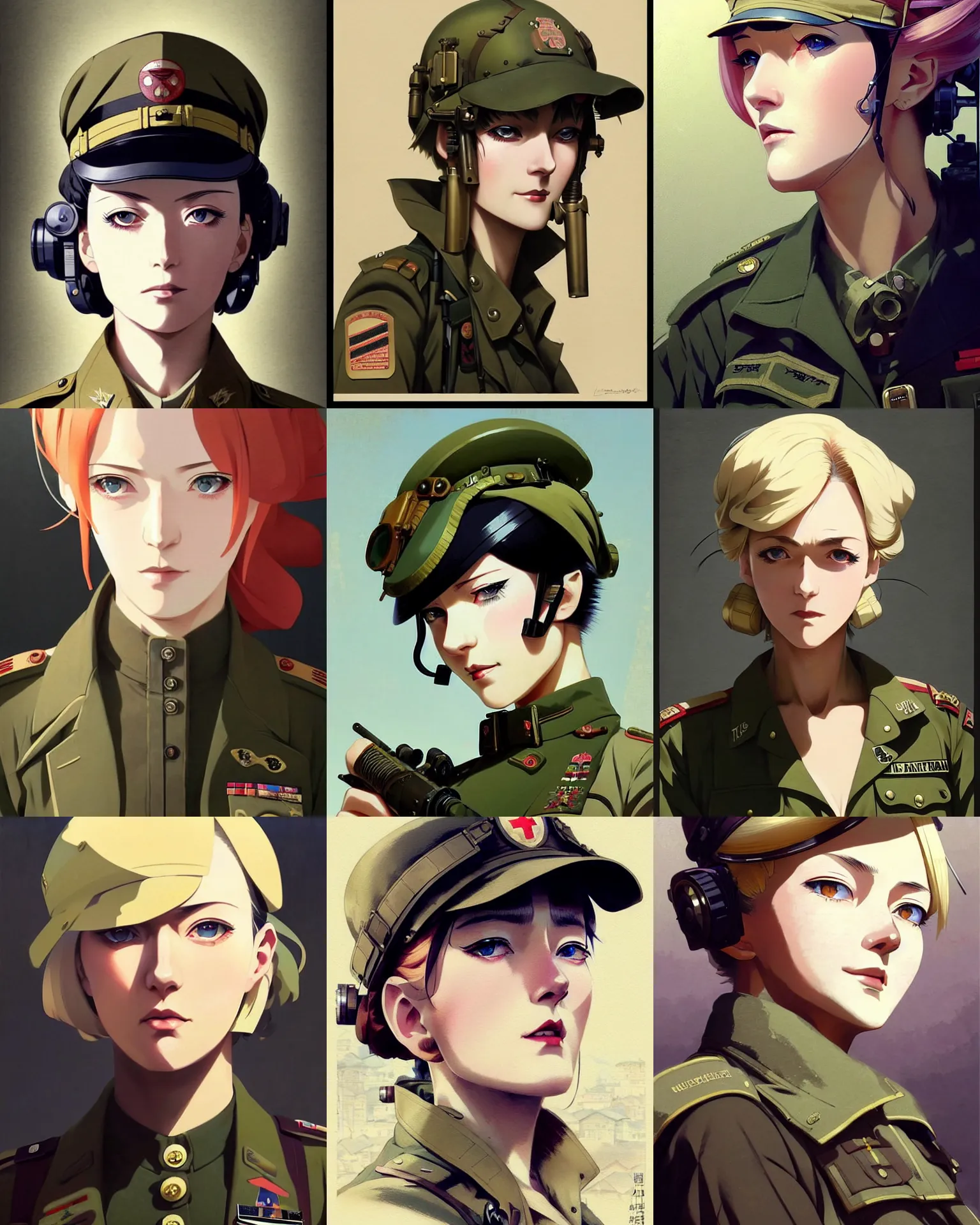 Prompt: A beautiful old dieselpunk woman in military fatigues || VERY VERY ANIME!!!, fine-face, blonde hair, realistic shaded Perfect face, fine details. Anime. realistic shaded lighting poster by Ilya Kuvshinov katsuhiro otomo ghost-in-the-shell, magali villeneuve, artgerm, Jeremy Lipkin and Michael Garmash and Rob Rey