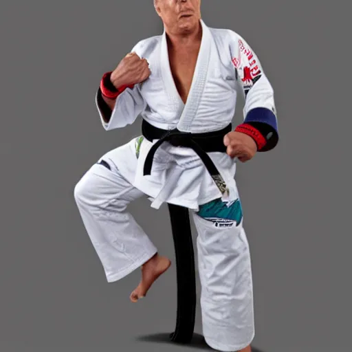 Image similar to donald trump as a jiujitsu fighter wearing a gi