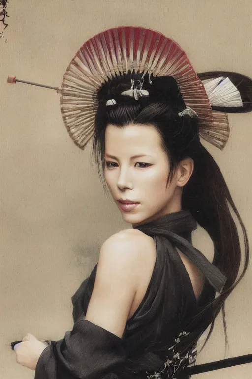 Prompt: Photo of Native Japan woman Kate Beckinsale, portrait, skilled geisha of the Japanese, realistic, detailed, Kate Beckinsale