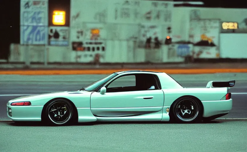 Image similar to 1996 poloid photograph of 1995 FD RX-7 racing on wangan highway noght time japan night time midnight club aesthetic Pinterest