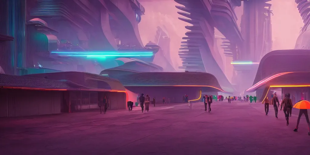 Image similar to a futuristic traditional mexican colony, no people on the streets, blade runner 2 0 4 9 city architecture, cyberpunk mexican futuristic luis barragan colonial architecture, spacex starship rocket launch site, environmental lighting, stormy weather, ray tracing, people walking on street, amazing view, highly detailed, heavy traffic, neon shops, octane render, unreal engine 5, 4 k