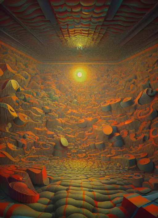 Prompt: hyper detailed 3d render like an Oil painting - Funhouse by Jacek Yerka, Mariusz Lewandowski, Houdini algorithmic generative render, Abstract brush strokes, Masterpiece, Edward Hopper and James Gilleard, Zdzislaw Beksinski, Mark Ryden, Wolfgang Lettl, hints of Yayoi Kasuma, octane render, 8k