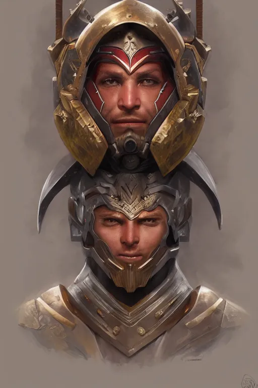 Image similar to portrait of the warrior wearing the epic artifact headgear bismuth end helmet by artgerm and Craig Mullins, James Jean, Andrey Ryabovichev, Mark Simonetti and Peter Morbacher 16k