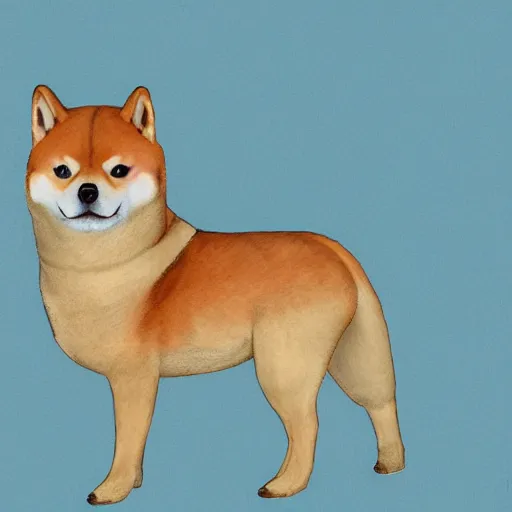 Image similar to a highly detailed image of a half shiba inu half horse animal