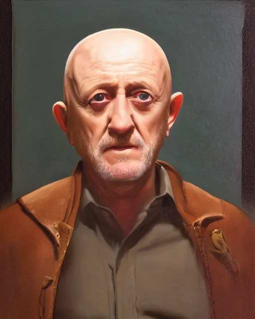 Prompt: jonathan banks as mike ehrmantraut, cinematic lighting, renaissance portrait, oil painting