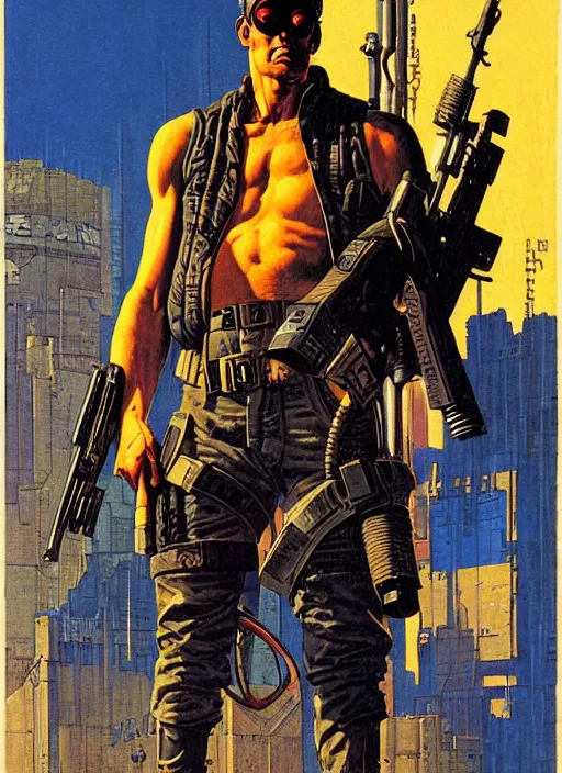 Image similar to cyberpunk mercenary. portrait by jean giraud and anton otto fischer and john philip falter and will eisner and gil elvgren