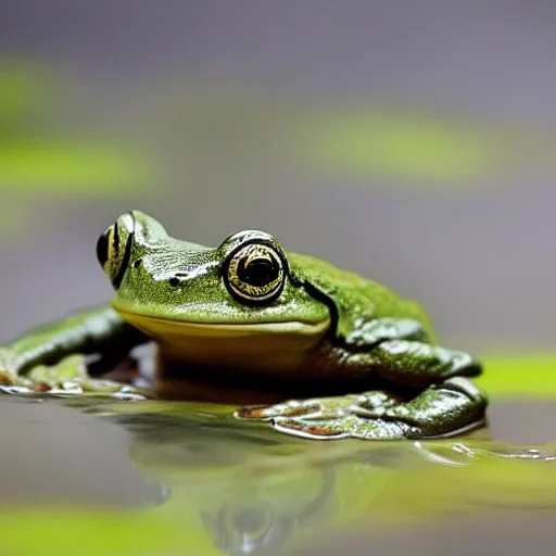 Prompt: frogs ribbiting into the abyss