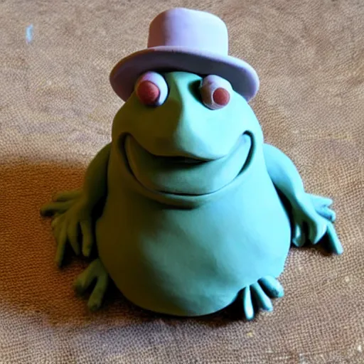 Image similar to clay sculpture of frog with hat