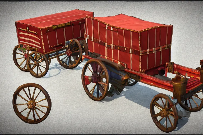 Image similar to 3d sculpt of a circus wagon, artstaton, League of Legends, red dead redemption2, digital illustration