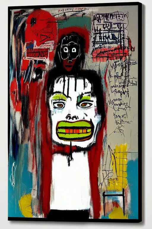 Prompt: a woman inside of an empty light bulb. the woman has wings. by basquiat