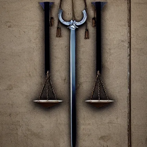 Image similar to sword of justice hanging on a wall