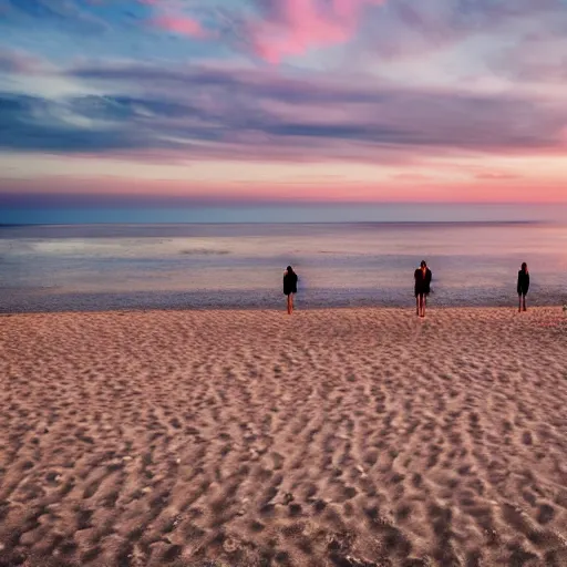 Image similar to a group of people standing on top of a sandy beach, a stock photo by demetrios farmakopoulos, shutterstock contest winner, verdadism, stockphoto, stock photo, photo taken with ektachrome