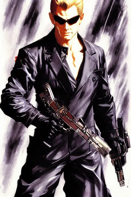 Prompt: albert wesker, painting by j. c. leyendecker, yoji shinkawa, katayama bokuyo