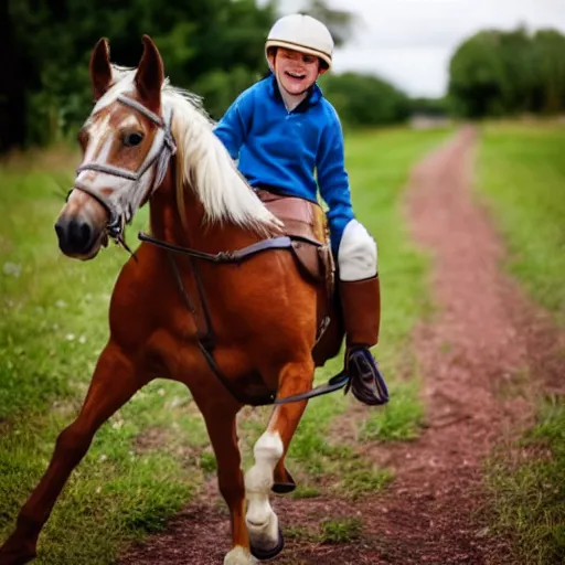 Image similar to photo of a boy riding a horse