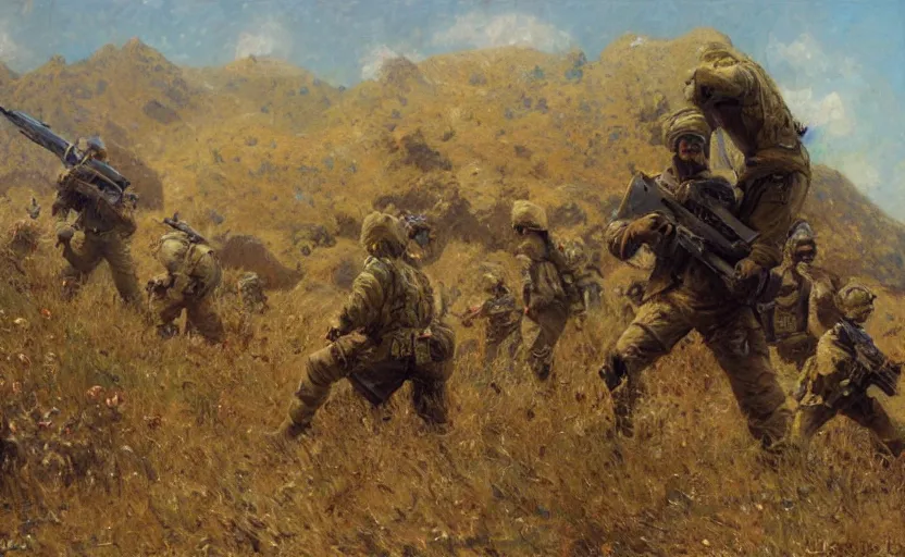 Image similar to soldiers being killed by fantasy minecraft creeper, painting by Gaston Bussiere, Craig Mullins