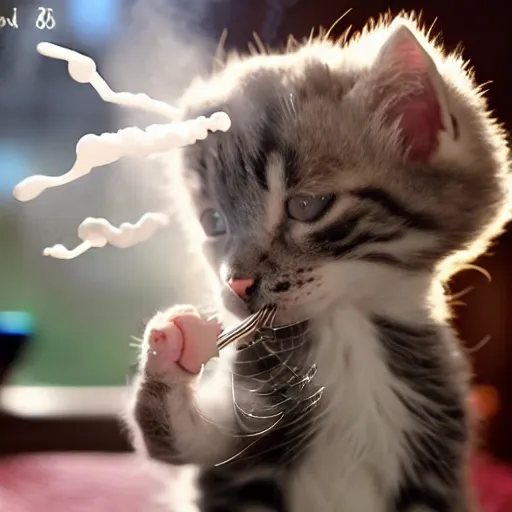 Image similar to kitten doing vape tricks