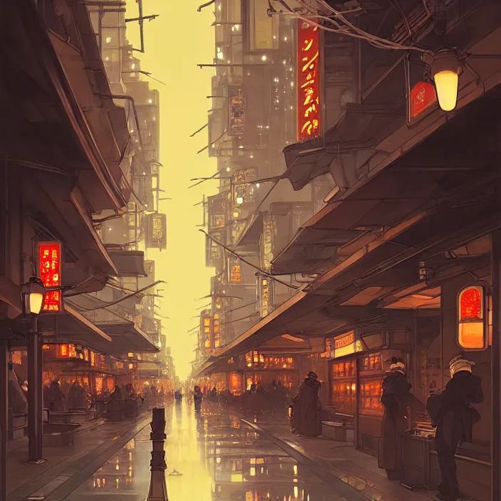 Image similar to empty tokyo at night, winter, in the style of studio ghibli, j. c. leyendecker, greg rutkowski, artem