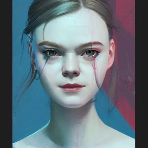 Image similar to Elle Fanning in Deus Ex picture by Sachin Teng, asymmetrical, dark vibes, Realistic Painting , Organic painting, Matte Painting, geometric shapes, hard edges, graffiti, street art:2 by Sachin Teng:4