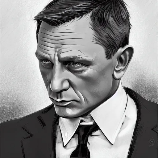 Prompt: Daniel Craig as James Bond, highly detailed, digital painting, artstation, concept art, smooth, sharp focus, illustration, ArtStation, art by artgerm and greg rutkowski and alphonse mucha and J. C. Leyendecker and Edmund Blair Leighton and Katsuhiro Otomo and Geof Darrow and Phil hale and Ashley wood and Ilya repin and Charlie Bowater