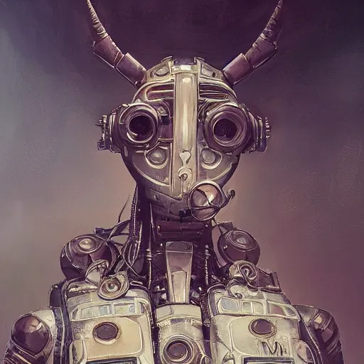 Image similar to low angle shot of a cyberpunk gazmask robot character, intricate, elegant, highly detailed, centered, digital painting, artstation, concept art, smooth, sharp focus, illustration, artgerm, Tomasz Alen Kopera, Peter Mohrbacher, donato giancola, Joseph Christian Leyendecker, WLOP, Boris Vallejo