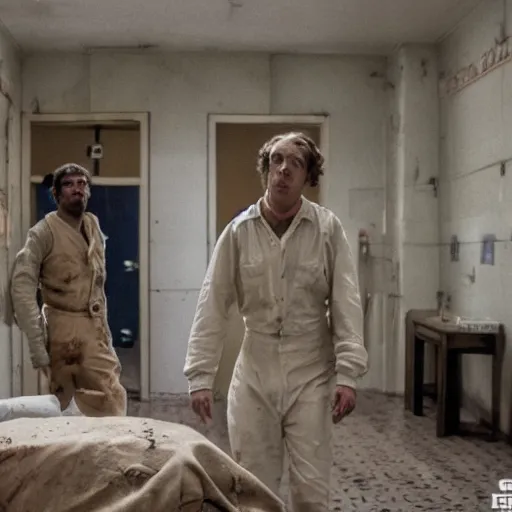 Prompt: people locked up in an asylum, cinematic masterpiece, very detailed