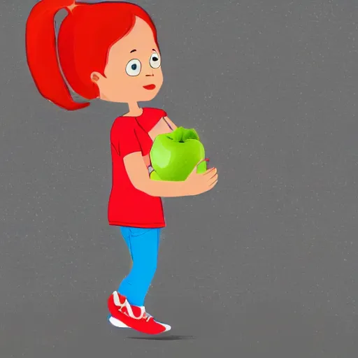 Prompt: an illustration of a child holding a bag of apples math problem