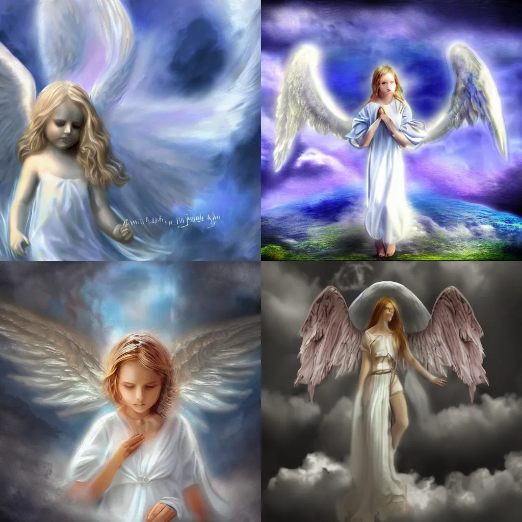 Prompt: angel in the clouds fantasy art digital art concept art