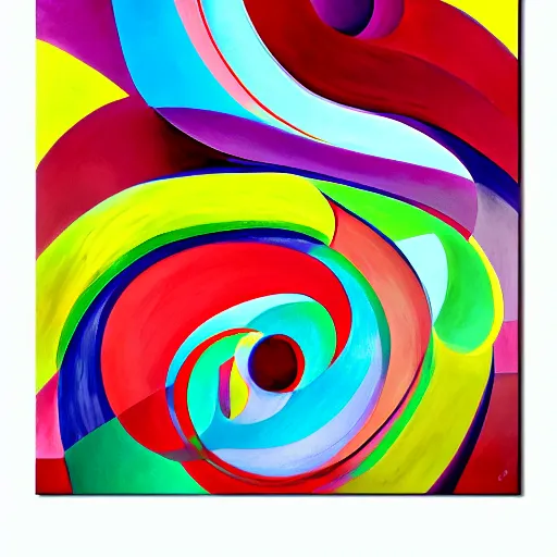 Image similar to award-winning large colorful lines abstract curved spacetime art painting